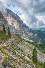 Canvas Print - Mountainous view at the dolomites in Italy