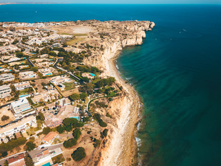 Aerial Drone View Of Lagos Residential Neighborhood And Houses In Portugal