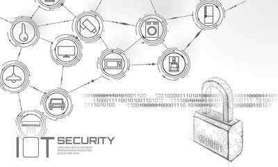 Wall Mural - iot cyber security padlock concept. personal data safety internet of things smart home cyber attack.