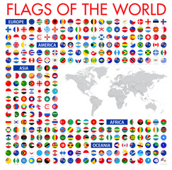 Wall Mural - all official national flags of the world. circular design. vecto
