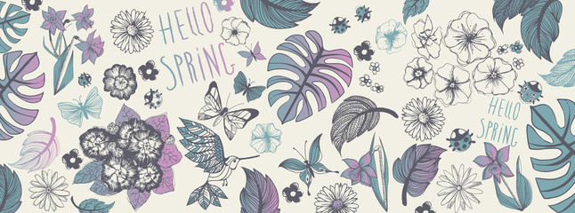 Wall Mural - Spring illustrations banner