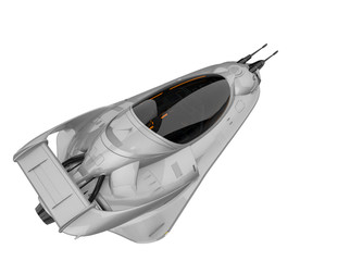 Wall Mural - alien pocket aircraft space ship exploring around in a white background