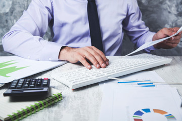 man hand document with keyboard