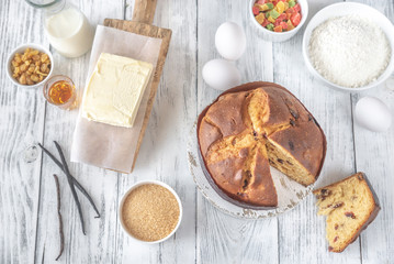 Wall Mural - Panettone with ingredients