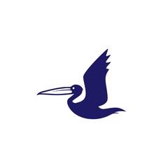 Wall Mural - pelican gulf bird coast beach logo vector icon illustration