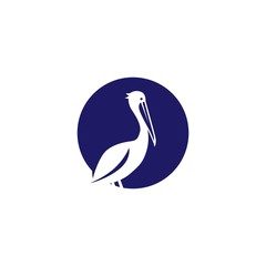 Wall Mural - pelican gulf bird coast beach logo vector icon illustration