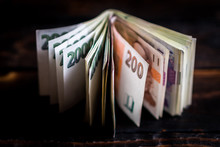 Czech Paper Money In Leather Wallet