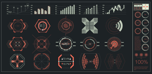 Hud elements,graph.Vector illustration.Head-up display elements for the web.