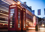 Fototapeta Londyn - Red Phonebox Light Trails