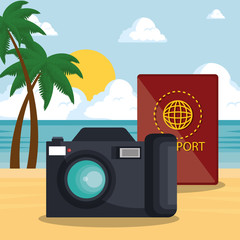 Canvas Print - summer time with camera and passport