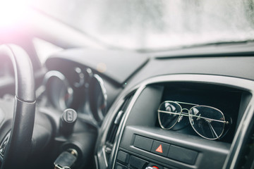 Wall Mural - glasses for the driver in the car. Oculist lenses.