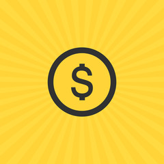 Wall Mural - Money icon, dollar symbol in circle. cash or coin illustration. currency financial icon. Vector illustration isolated on yellow background.
