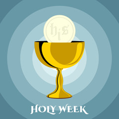 Wall Mural - Holy week banner with a chalice and host. Vector illustration design