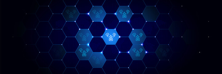 Artificial decision intelligence icon in the technological comb bacground