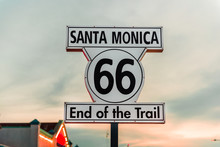 Historic Route 66 Sign At Santa Monica California