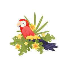Wall Mural - colorful exotic parrot sitting on branch. spring concept.