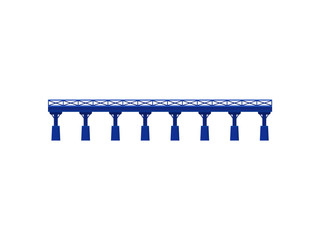 Blue modern bridge on white background. Vector illustration.