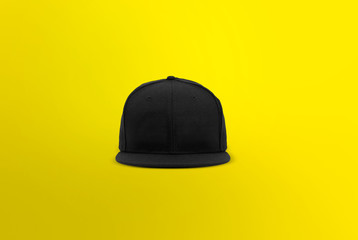 Blank cap front view. Snapback on background. Blank baseball snap back cap for your design. Mock up hat cap for you logo, brand identity etc.