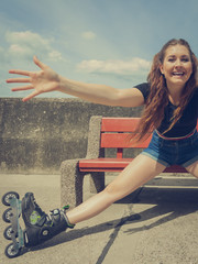 Sticker - Joyful girl wearing roller skates