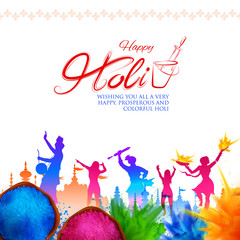 Sticker - colorful Happy Holi background for color festival of India celebration greetings