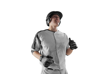 Wall Mural - Baseball player isolated on white.