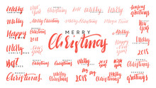 Merry Christmas And Happy New Year, Red Text Calligraphy.
