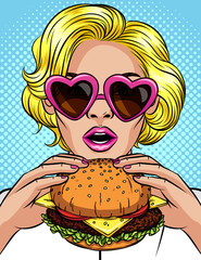 Plakat jedzenie twarz pop moda