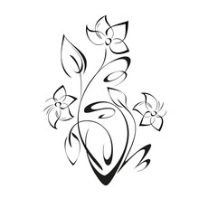 Stylized Flower Bush With Flowers And Leaves