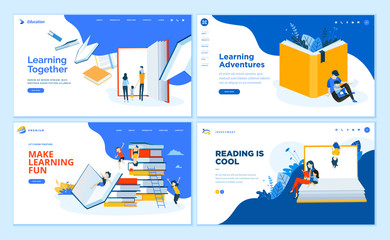 Wall Mural - set of flat design web page templates of school, e-learning, book store, educated services. modern v