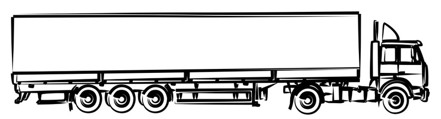 Wall Mural - Sketch of long truck. 