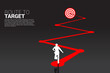 © Panithan - silhouette of businessman running on route to dartboard. Business Concept of route to goal.