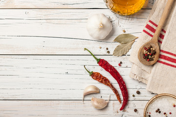 Wall Mural - Rustic cooking table with spices