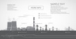 Nuclear power plant, with electric pylons, power supply to the city, infographics.