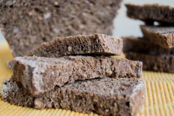 Closeup of slices of bread with five cereals