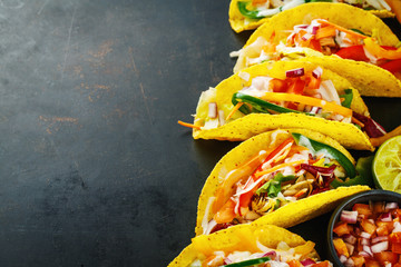 Wall Mural - Tasty appetizing tacos with vegetables