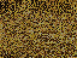 Golden abstract lights disco background. Square pixel mosaic