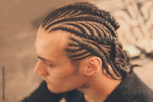 Male Hairstyle Close Up Braids Hair Braided Pensive Look