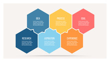 Business Infographics With 6 Steps, Options, Hexagons. Vector Template.