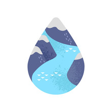 Water Care Concept Of Mountain River Waterdrop
