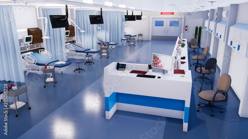 Emergency Room Interior In Modern Clinic With Empty Hospital