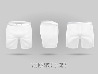 Wall Mural - white shorts with ffront, back, and side views. mock up in vector