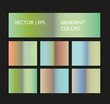Gradient Palette. Metal Gradient. Olive Color. Green Grade. Holographic Multicolor Set. Vivid Color Gradient for Screen, Mobile, Banner, Tag, Label Template. 
