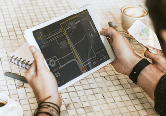 Wall Mural - navigation application on a tablet