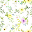 Seamless pattern with botanic watercolor hand painted.