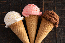 Three Classic Flavors Of Ice Cream