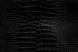 Fototapeta  - Black crocodile leather texture background Ready used us backdrop or products design