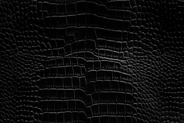Wall Mural - Black crocodile leather texture background Ready used us backdrop or products design