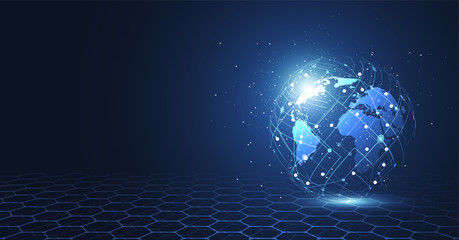Wall Mural - global network connection. world map point and line composition concept of global business. vector i