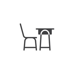 Poster - School desk and a chair vector icon. filled flat sign for mobile concept and web design. School table side view glyph icon. Symbol, logo illustration. Pixel perfect vector graphics