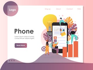 Wall Mural - mobile phone vector website landing page design template